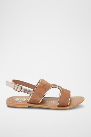 Sandales en nubuck Vernon - Marron et doré