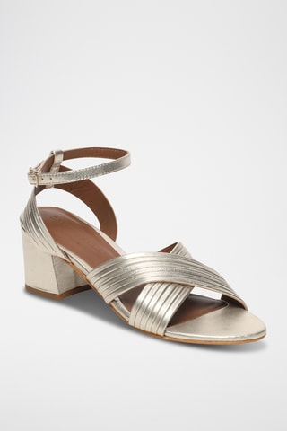 Sandales à talons Ysaline en cuir - Gris