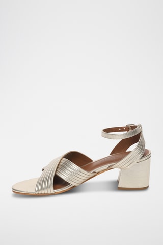 Sandales à talons Ysaline en cuir - Gris