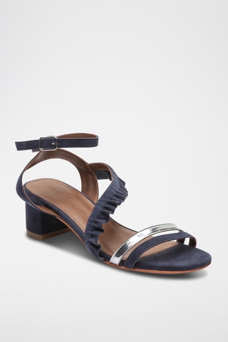Sandales à talons en nubuck Dyani - Bleu et argenté