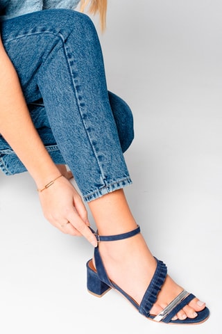 Sandales à talons en nubuck Dyani - Bleu et argenté
