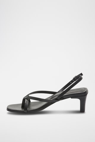 Sandales à talons en cuir de mouton nappa Chumani - Noir