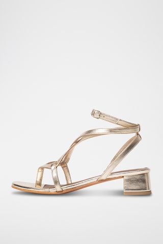 Sandales à talons en cuir de chèvre Halona - Doré