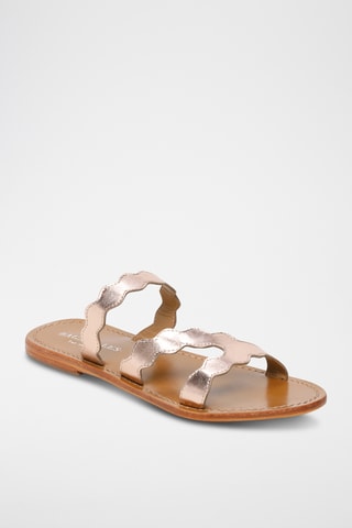 Mules en cuir de chèvre Evanie - Doré rose
