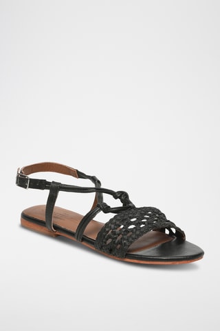Sandales en cuir de mouton nappa Napoca - Noir