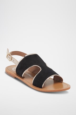 Sandales en nubuck Vernon - Noir et doré