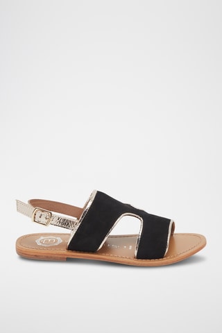 Sandales en nubuck Vernon - Noir et doré