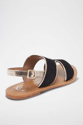 Sandales en nubuck Vernon - Noir et doré