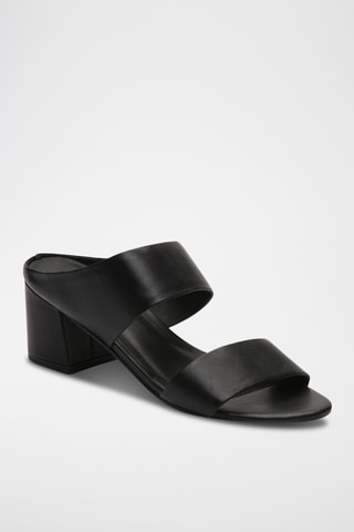 Mules à talons en cuir nappa Gina - Noir