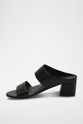 Mules à talons en cuir nappa Gina - Noir