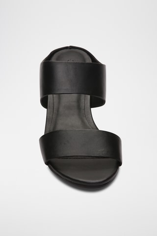 Mules à talons en cuir nappa Gina - Noir