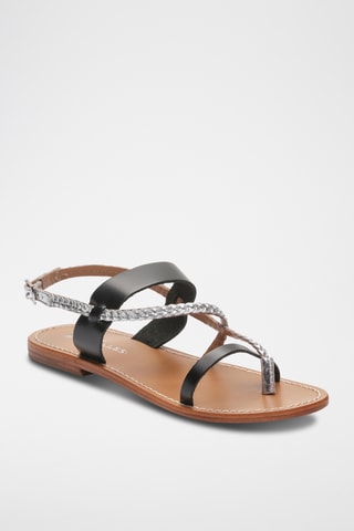 Sandales en cuir Yankee - Noir et argenté