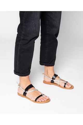 Sandales en cuir Yankee - Noir et argenté
