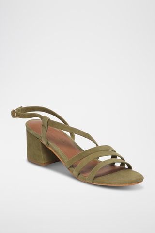 Sandales à talons en cuir de chèvre nubuck Nala - Vert