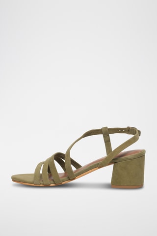 Sandales à talons en cuir de chèvre nubuck Nala - Vert