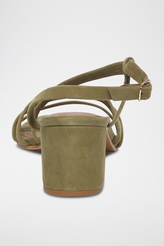 Sandales à talons en cuir de chèvre nubuck Nala - Vert