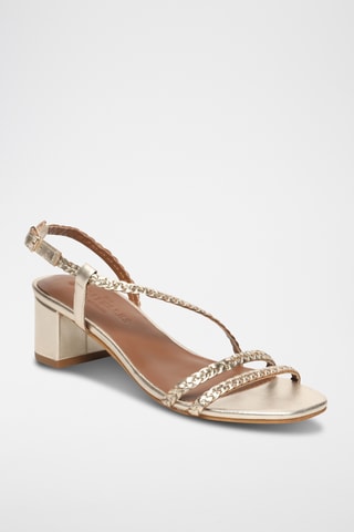 Sandales à talons en cuir de chèvre Kitaya - Doré