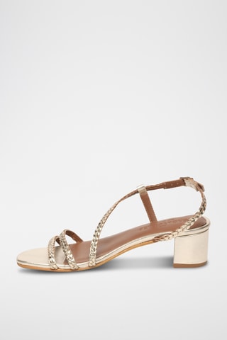 Sandales à talons en cuir de chèvre Kitaya - Doré