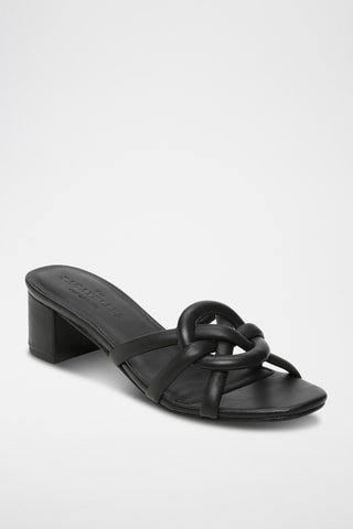 Mules à talons en cuir de mouton nappa Lindi - Noir