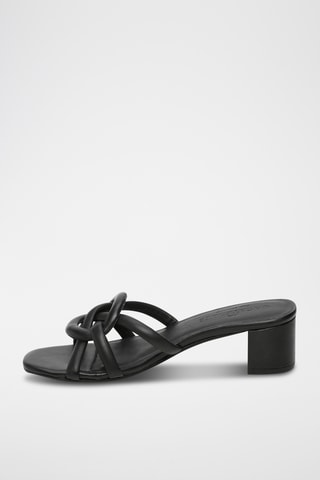 Mules à talons en cuir de mouton nappa Lindi - Noir
