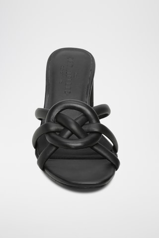 Mules à talons en cuir de mouton nappa Lindi - Noir