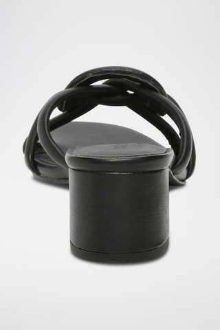 Mules à talons en cuir de mouton nappa Lindi - Noir
