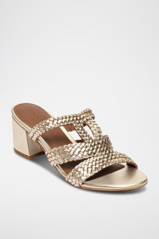 Mules à talons en cuir de chèvre Quivra - Doré