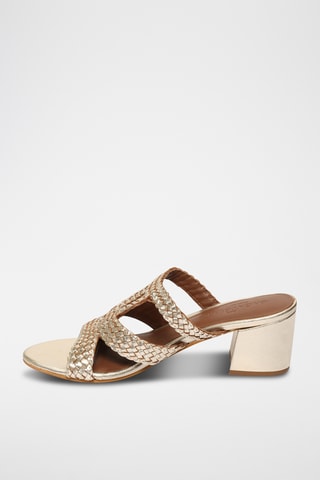 Mules à talons en cuir de chèvre Quivra - Doré