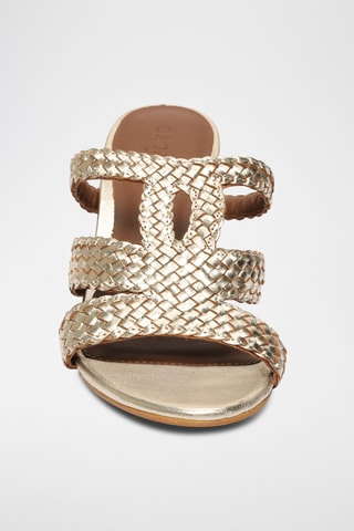 Mules à talons en cuir de chèvre Quivra - Doré