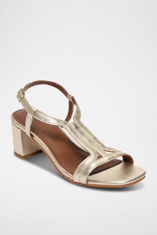 Sandales à talons en cuir de chèvre Oscina - Doré