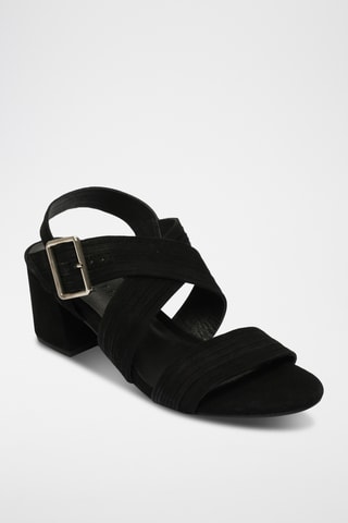 Sandales à talons en cuir de chèvre nubuck Drevia - Noir