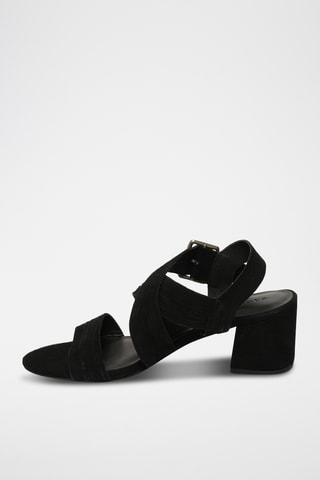 Sandales à talons en cuir de chèvre nubuck Drevia - Noir