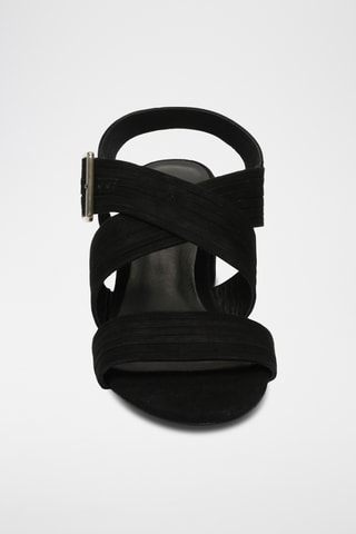 Sandales à talons en cuir de chèvre nubuck Drevia - Noir
