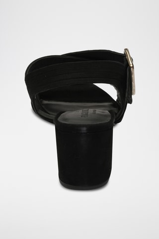 Sandales à talons en cuir de chèvre nubuck Drevia - Noir