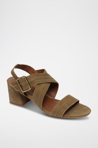 Sandales à talons en cuir de chèvre nubuck Drevia - Vert