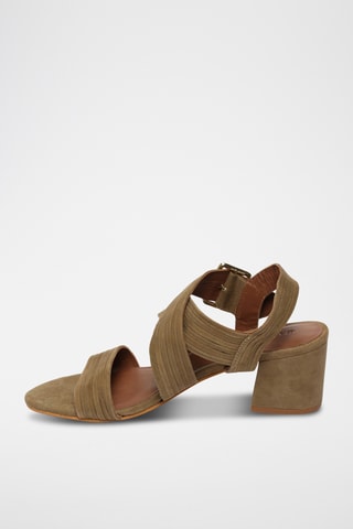 Sandales à talons en cuir de chèvre nubuck Drevia - Vert