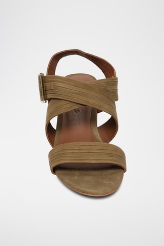 Sandales à talons en cuir de chèvre nubuck Drevia - Vert