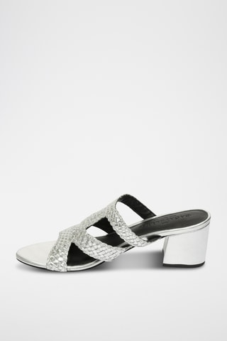 Mules à talons en cuir de chèvre Quivra - Argenté