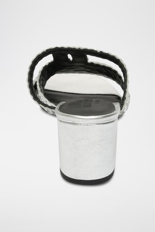 Mules à talons en cuir de chèvre Quivra - Argenté