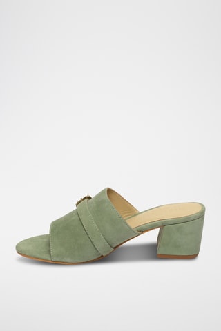 Mules à talons en cuir de chèvre nubuck Xerra - Kaki