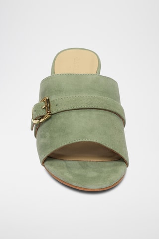 Mules à talons en cuir de chèvre nubuck Xerra - Kaki