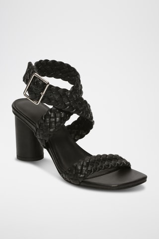 Sandales à talons en cuir de mouton nappa Sienna - Noir