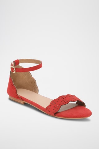 Sandales en cuir de chèvre nubuck Denise - Rouge