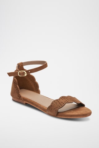 Sandales en cuir de chèvre nubuck Denise - Camel