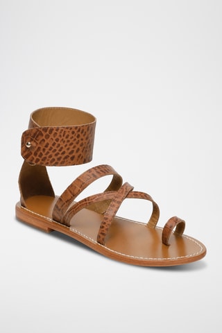 Sandales à talons en cuir de chèvre Lana - Camel