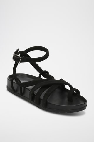 Sandales en cuir de chèvre nubuck Jordane - Noir