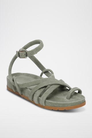 Sandales à talons en cuir de chèvre nubuck Jordane - Kaki