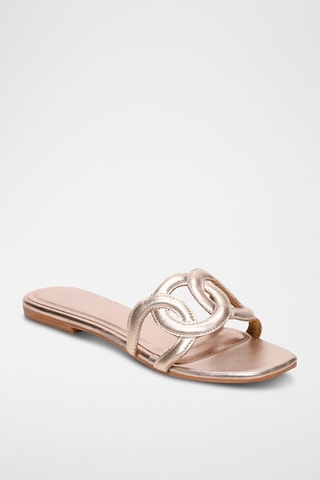 Mules en cuir de chèvre Carole - Doré rose