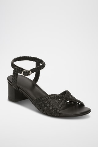 Sandales à talons en cuir de chèvre Sidonie - Noir