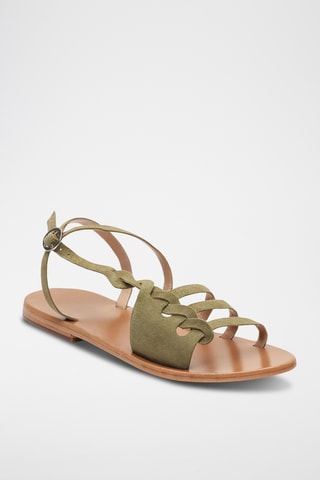 Sandales en cuir de chèvre nubuck Hanae - Vert